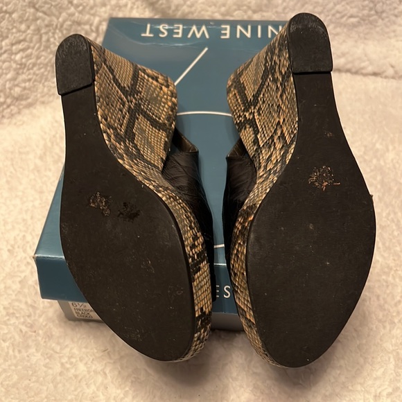 Nine West Freebornr Black Croc Design Wedge Heel - Picture 4 of 8